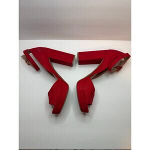 Sun + Stone Women's Reemaa Peep Toe Block Heel Platform Sandals Size 9.5